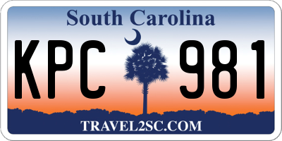 SC license plate KPC981