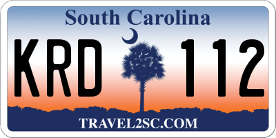SC license plate KRD112