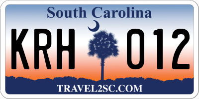 SC license plate KRH012
