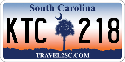 SC license plate KTC218