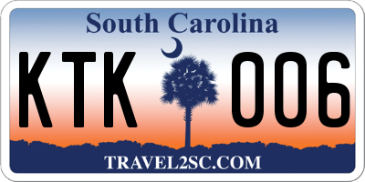 SC license plate KTK006