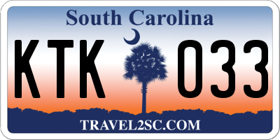 SC license plate KTK033