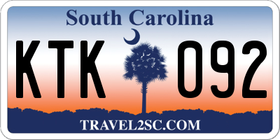 SC license plate KTK092