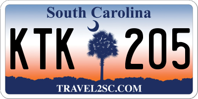 SC license plate KTK205