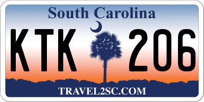 SC license plate KTK206