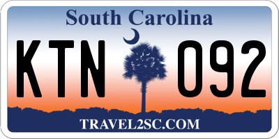 SC license plate KTN092