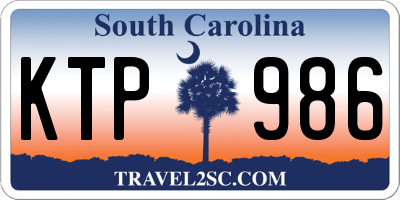SC license plate KTP986