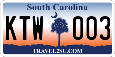 SC license plate KTW003