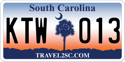 SC license plate KTW013