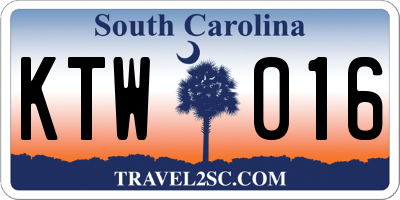 SC license plate KTW016