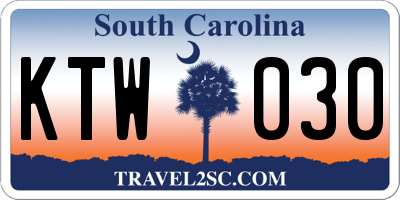 SC license plate KTW030