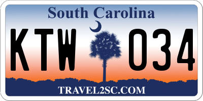 SC license plate KTW034