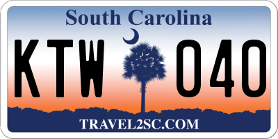 SC license plate KTW040