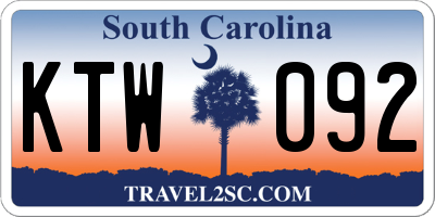 SC license plate KTW092