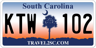 SC license plate KTW102