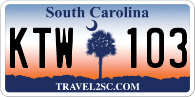 SC license plate KTW103