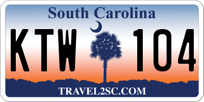 SC license plate KTW104