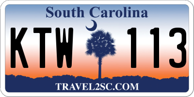 SC license plate KTW113