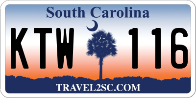 SC license plate KTW116