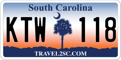SC license plate KTW118