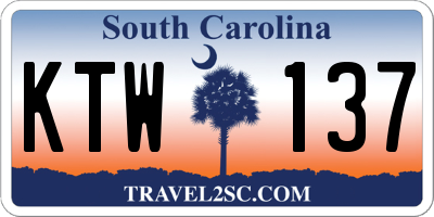 SC license plate KTW137