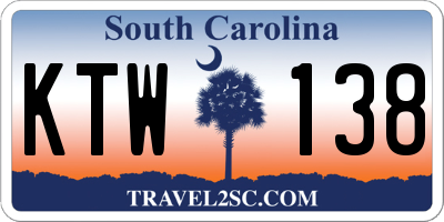 SC license plate KTW138