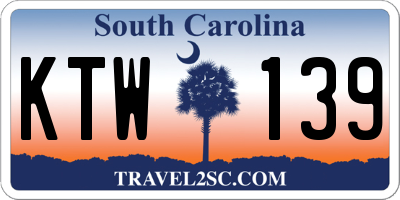 SC license plate KTW139