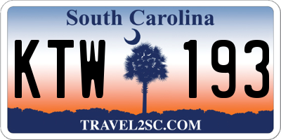 SC license plate KTW193