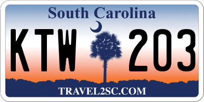 SC license plate KTW203