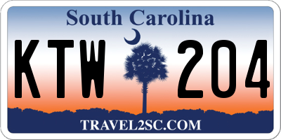 SC license plate KTW204