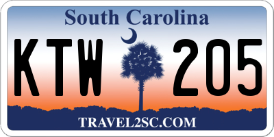 SC license plate KTW205