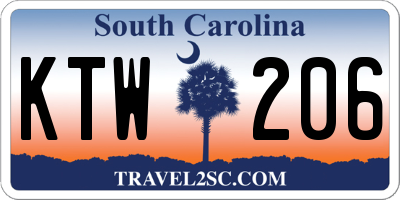 SC license plate KTW206