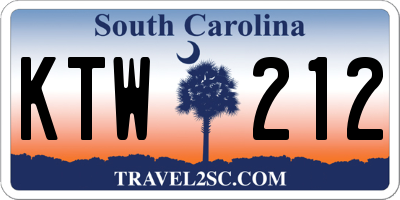 SC license plate KTW212