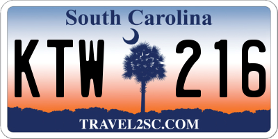 SC license plate KTW216