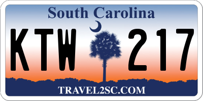 SC license plate KTW217