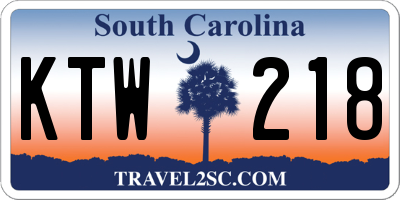 SC license plate KTW218
