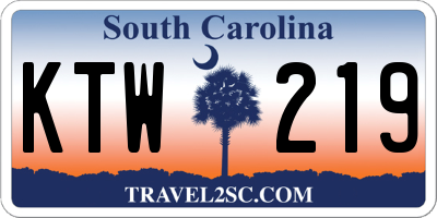 SC license plate KTW219