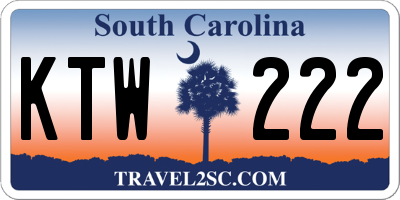 SC license plate KTW222