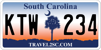 SC license plate KTW234