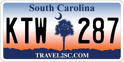 SC license plate KTW287