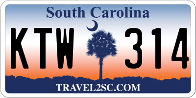 SC license plate KTW314