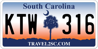 SC license plate KTW316