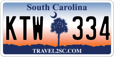 SC license plate KTW334