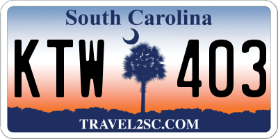 SC license plate KTW403