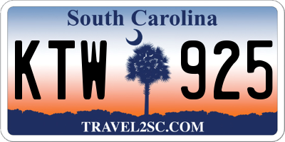 SC license plate KTW925