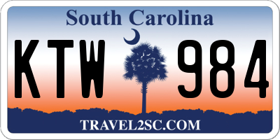 SC license plate KTW984
