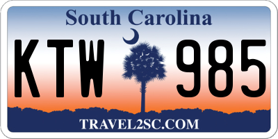 SC license plate KTW985