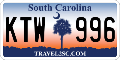 SC license plate KTW996