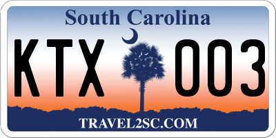 SC license plate KTX003