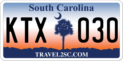 SC license plate KTX030